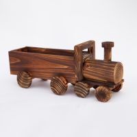 Retro Wooden Train Flower Pot Succulent Plant Potted Bonsai Planter Home Garden Countertop Decoration