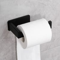 【YF】 Stainless Steel Toilet Roll Holder Self Adhesive in Bathroom Tissue Paper Black Finish Easy Installation no Screw