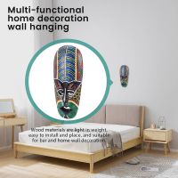 Wooden Mask Wall Hanging Solid Wood Carving Painted Wall Decor Bar Home Decorations African Totem Mask Crafts