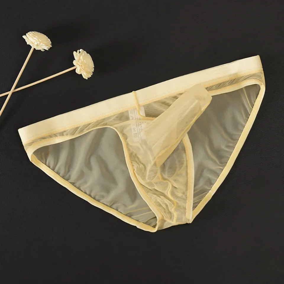 Men Briefs Underwear Elephant Nose Sexy See-through Panties Underpants Mesh