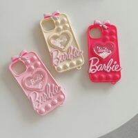 ของเหลวเงาหัวใจรักตุ๊กตาบาร์บี้เคสโทรศัพท์แบบนุ่มเข้ากันได้สำหรับ iPhone 14 13 12 11 PRO MAX PLUS Case สำหรับความคุ้มครองเต็มรูปแบบกันกระแทกป้องกัน TPU ปลอก 3D โบว์ปลอกซิลิโคน