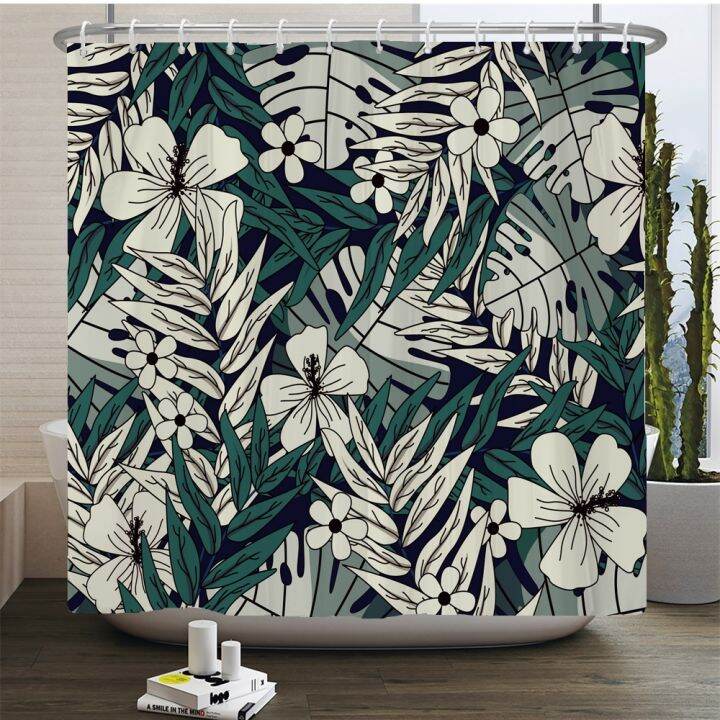 cw-trees-leaves-shower-curtain-polyester-printing-curtains-for-with-hooks