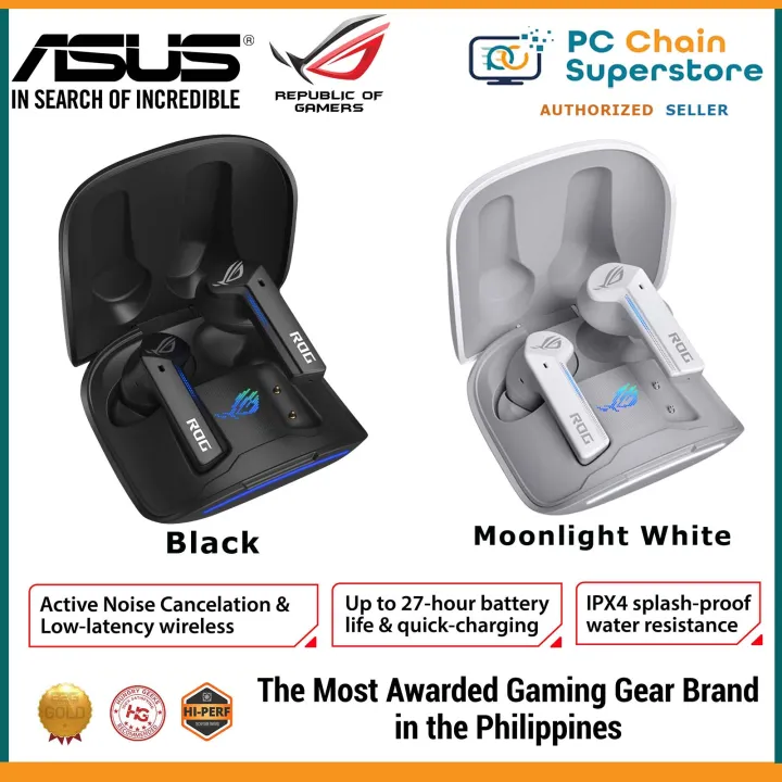  ASUS ROG Cetra True Wireless Gaming Earbuds, Low-Latency  Bluetooth Earbuds, Active Noise Cancelation, 27-Hour Battery Life, IPX4  Water Resistance, Headphone with Wireless Charging,Black : Electronics