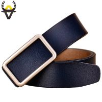 【CC】 Cintos de couro genuíno com fivela pino para mulheres cinto senhoras qualidade segunda camada pele vaca jeans feminino azul designer moda