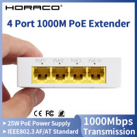 HORACO 4พอร์ต Gigabit POE Extender 1001000M Network Switch Repeater IEEE802.3af At Plug &amp; Play สำหรับ PoE Switch NVR IP กล้อง AP