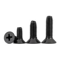 [HOT JIAZZAQQMGW 555] M3 Phillips Self Tapping สกรูสามเหลี่ยมหาง Countersunk สกรู Bolt Self Attack Bolts ด้ายเล็บเหล็กคาร์บอนสีดำหัวแบน