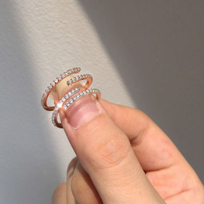1ชิ้นแหวนอินแหวนแบบปรับขนาดได้แหวนโบราณแหวนโลหะแหวนแหวนเปิดเพทายหรูหราแหวนปรับขนาดได้ทันสมัย