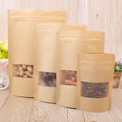 【Free Shipping】กระดาษคราฟท์กระดาษฝ้าถุงหน้าต่างใสแห้งชาผลไม้กันความชื้นถุงปิดผนึกถุงซิปล็อกอาหาร