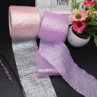 [HOT!] 6CM 25Yards Oil Bright Snow Seersucker Lace Gauze Laser Ribbons DIY Handmade Tape DIY Flower Bowknot Accessories