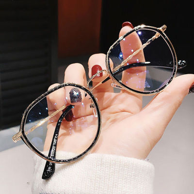 แว่นตาป้องกันแสงสีฟ้าใหม่สำหรับผู้ชายผู้หญิงโลหะที่หรูหราขอบทองกรอบรูปหลายเหลี่ยมแว่นตาผู้หญิง