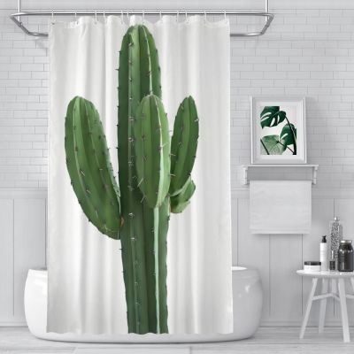 Cactus Shower Curtains  Waterproof Fabric Creative Bathroom Decor with Hooks Home Accessories