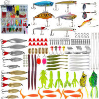 Studyset IN stock Portable Fishing Lures Kit Fake Bait Frog Minnow Soft Bait Hook Set With Fishing Tackle Box For Freshwater Seawater