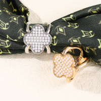 【cw】 High-End Scarf Buckle Ring All-Match Dual-Use Multi-Functional High-End Small Square Towel Scarf Pearl Clover Accessories Scarf Buckle ！