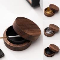 Ashtray Personality Wooden Home Decoration Solid Wood Ashtray with Lid Ashtray