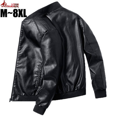 ZZOOI Plus Size 7XL 8XL PU Leather Jacket Men Bomber Baseball Jacket Biker Pilot Varsity College Top slim fit Motorcycle Leather coats