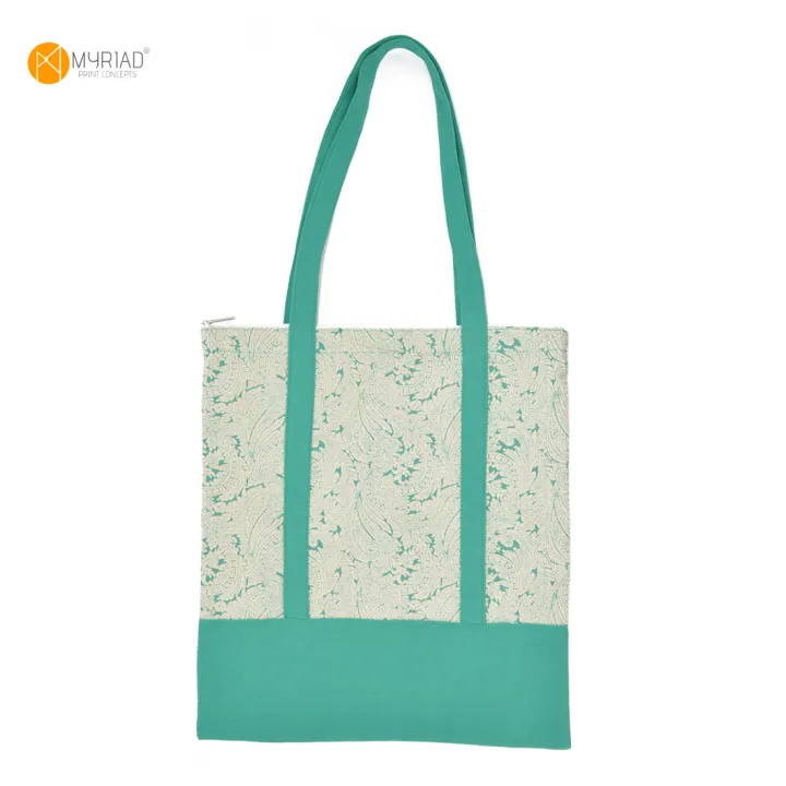 Patterned Heavy Canvas Tote Bag Teal Pattern | Lazada PH