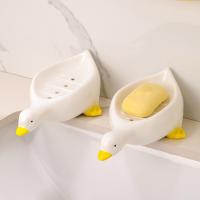 Soap Storage Box Quick Drainage Cartoon Shape Soap Tray Tilted Position Cute Little Duck Bathroom Washbasin Soap Dish For Hotel Soap Dishes
