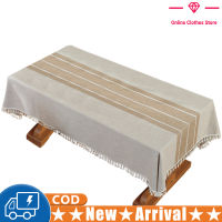 Stitching Tassel Table Cloth Waterproof Dustproof Machine Washable Cotton Linen Table Cover Tablecloth For Rectangle Tables