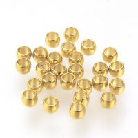 100pc 304 Stainless Steel Spacer Beads Rondelle Real 24K Gold Plated 3x2mm Hole: 1.8mm