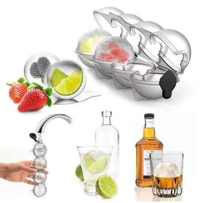 Practical Ice Cubes Maker Mold for Cocktail Juice Bar Accessories Home DIY Sphere Round Ball 4 Cavity Ice Cream Ball Grid Mould