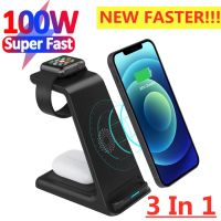 ZZOOI 100W 3 in 1 Wireless Charger Stand Pad For iPhone 14 13 12 11 Apple Watch Fast Charging Dock Station for Airpods Pro iWatch 8 7