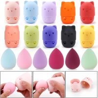 Cosmetic Powder Puff Makeup Foundation Sponge Soft Silicone Powder Puff Drying Holder Blender Sponge Box Make Up Accessories