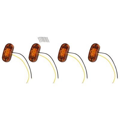 4X Amber LED 2.5inch 2 Diode Light Oval Clearance Trailer Truck Side Marker Lamp