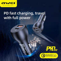 Awei C-822 PD 18W เครื่องชาร์จโทรศัพท์ในรถยนต์เร็วขนาดเล็ก2พอร์ต QC 3.0 USB อะแดปเตอร์รถยนต์ที่ชาร์จแบตในรถเหมาะสำหรับแท็บเล็ตและโทรศัพท์มือถือ