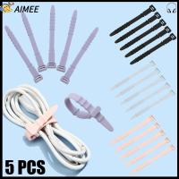 AIMEE 5pcs นุ่มดี หูฟัง ที่เก็บของ ที่ม้วนสายก้างปลา สายหูฟัง ptotector คลิปสายไฟ ผูกสาย USB