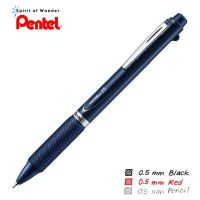 Pentel Energel 2S ปากกาพร้อมดินสอกด เพนเทล 0.5mm (หมึกดำ + หมึกแดง + ดินสอ) ด้ามสีน้ำเงิน