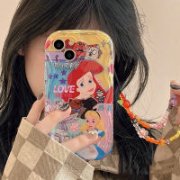 เคสโทรศัพท์เจ้าหญิงดิสนีย์ขอบคลื่นใช้ได้กับ IPhone14 13 12 11 Pro Max X XS ฝาหลัง TPU นุ่มกันกระแทกเรียบ