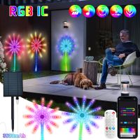 RGB IC Waterproof Outdoor Solar Fireworks Lamp With Musical Rhythm DIY Neon Fairy Light String LED Garland Garden Bedroom Decor Fairy Lights