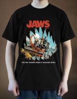 Jaws Poster Film Ver. 2 Steven Kaus Homme Kerah O Lengan Pendek Katun 2019 Fashion Terbaru 100% S-4XL-5XL-6XL