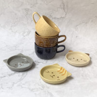 Kawaii Ceramic Mug Japanese Style Creative Cat Coffee Cup Tea Cup with Lid Household Couple Milk Breakfast Cup Water Cup