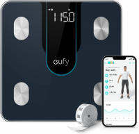 eufy Smart Scale P2, Digital Bathroom Scale with Wi-Fi, Bluetooth, 15 Measurements Including Weight, Body Fat, BMI, Muscle &amp; Bone Mass, 3D Virtual Body Mod, 50 g/0.1 lb High Accuracy, IPX5 Waterproof P2 Black