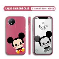 GGK เคสสำหรับ Vivo Y02 Y02A Y02T การ์ตูนมิกกี้เมาส์ปลอกซิลิโคนของเหลวทรงสี่เหลี่ยมดั้งเดิมคลุมทั้งหมดกล้องเคสป้องกันทนแรงกระแทก