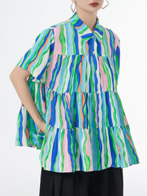 XITAO Shirt  Women Loose Casual Striped Shirt Top