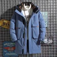 Winter down jacket mens mid-length thickened king trendy brand 2021 new white duck work clothes explosive style men