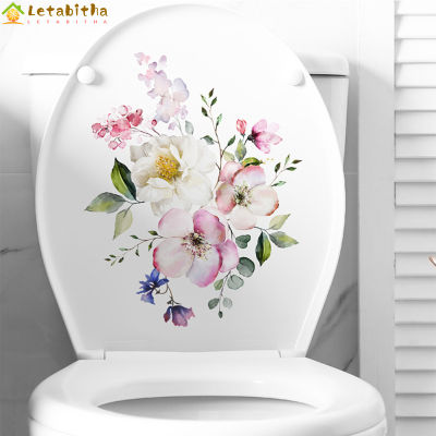 Letabitha ภาพวาดติดด้วยตนเองสำหรับตกแต่งห้องน้ำ,สติ๊กเกอร์ห้องน้ำในห้องน้ำลายดอกไม้เรียบง่ายทันสมัย