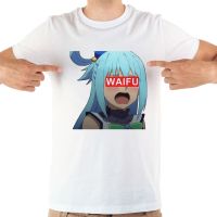 ขายดี!เสื้อยืดแขนสั้นลําลอง พิมพ์ลายอนิเมะญี่ปุ่น aqua konosuba waifu สีขาว แฟชั่นฤดูร้อน สําหรับผู้ชายS-5XL  82RT