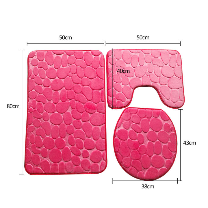 3PcsSets Bathroom Mat Set Floor Rugs Embossing Flannel Cushion Toilet Seat Cover Bath Mat for Home Decoration Bathroom Product