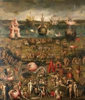 Hieronymus Bosch ภาพยนตร์ศิลปะแห่งความสุขบนโลกพิมพ์โปสเตอร์ผ้าไหมของตกแต่งผนังบ้าน24X36นิ้ว0726