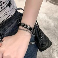 Star cow leather black bracelet popular retro couple thin bracelet punk y2k dark rock hot girl goth