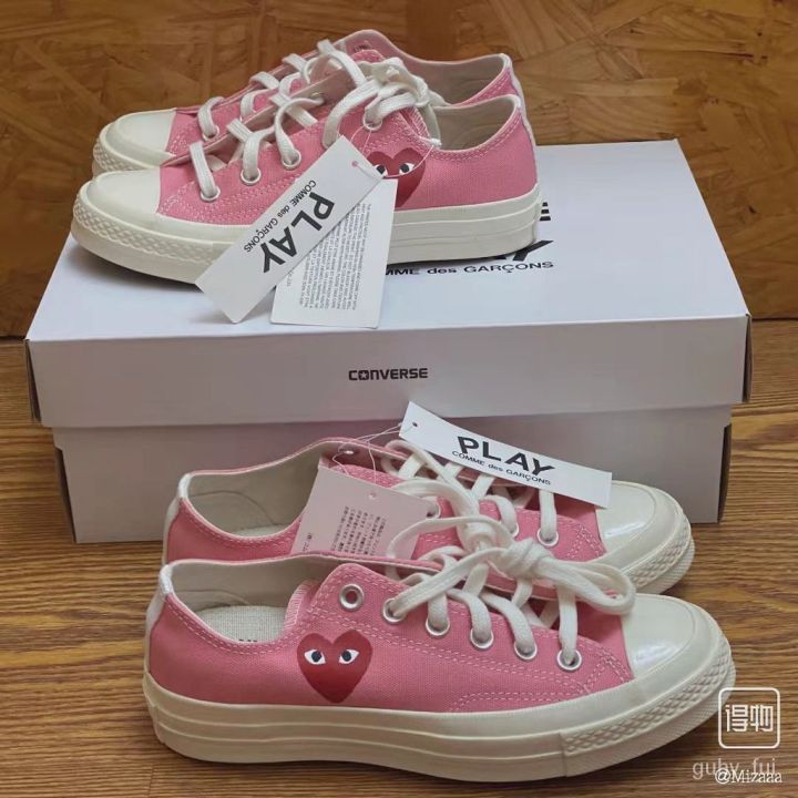 QOY6 CDG PLAY x Converse Chuck All Star 1970S Pink canvas board shoes  Low-top Sneakers Women's shoes 168304C 