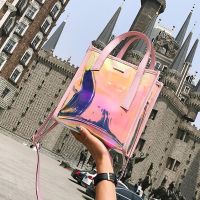 --238812Womens bag❣▥ Blue cool women handbags with the new 2023 small portable laser package transparent lash handbags one shoulder inclined shoulder bag