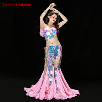 Bellydance เสื้อผ้าเมอร์เมดเซ็กซี่ยาวชุดเลื่อมสตรีโอเรียนเต็ลเต้นรำท้องเครื่องแต่งกายสำหรับขายชุดเต้นรำชุดชั้นในชุดกระโปรง...