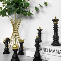 1pc Chess Statue Black White6.2 Tall Resin Large Game Figure Sculpture Home Office Study Decoration Piece Ornament