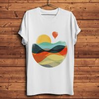 Whimsical Colorful Land Natural Tshirt Homme Short T Shirt Men White Hipster Tshirt