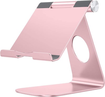 OMOTON Tablet Stand Holder Adjustable, T1 Desktop Aluminum Tablet Dock Cradle Accessories Compatible with iPad Air/Mini, iPad 10.2/9.7, iPad Pro 11/12.9, Samsung Tab and More, Rose Gold