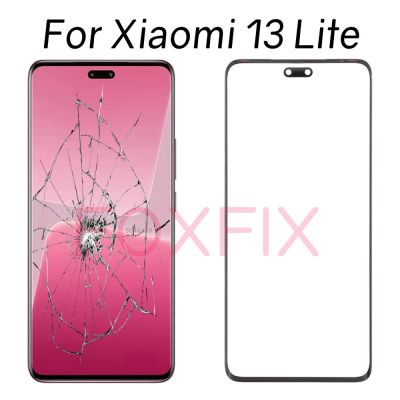 กระจกหน้าหน้าจอ LCD สำหรับกระจกด้านนอก13 Lite 5G พร้อมอะไหล่ OCA